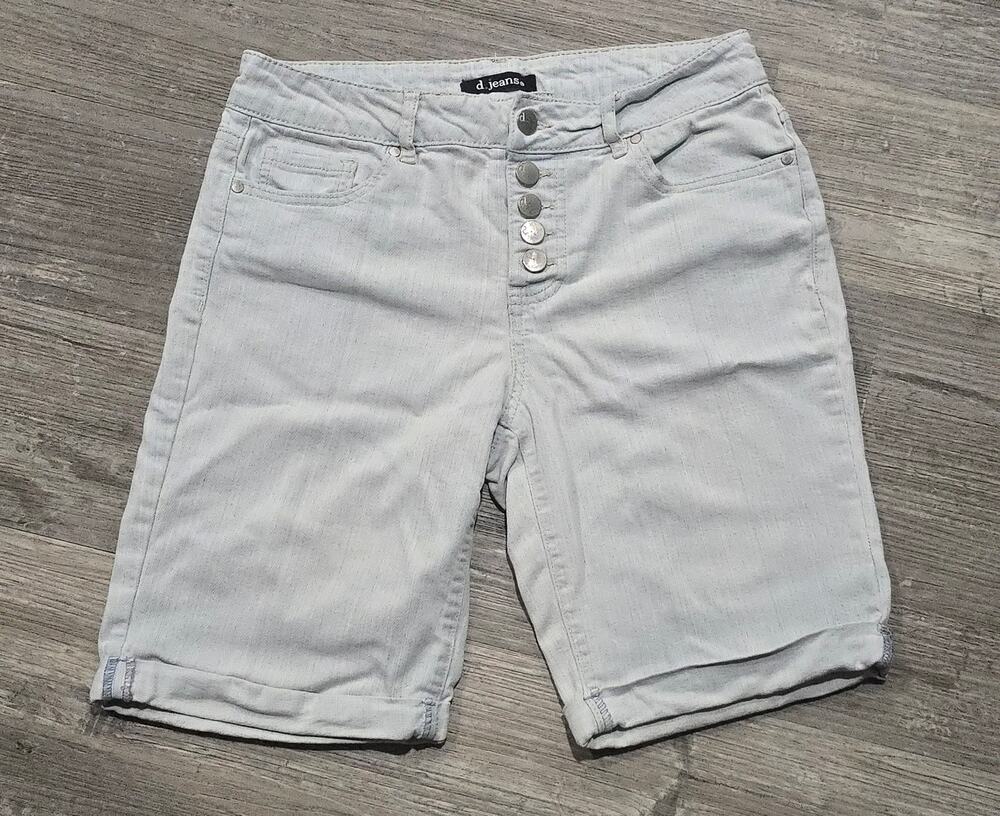D. Jeans Light Blue Denim Button Up Bermuda Shorts